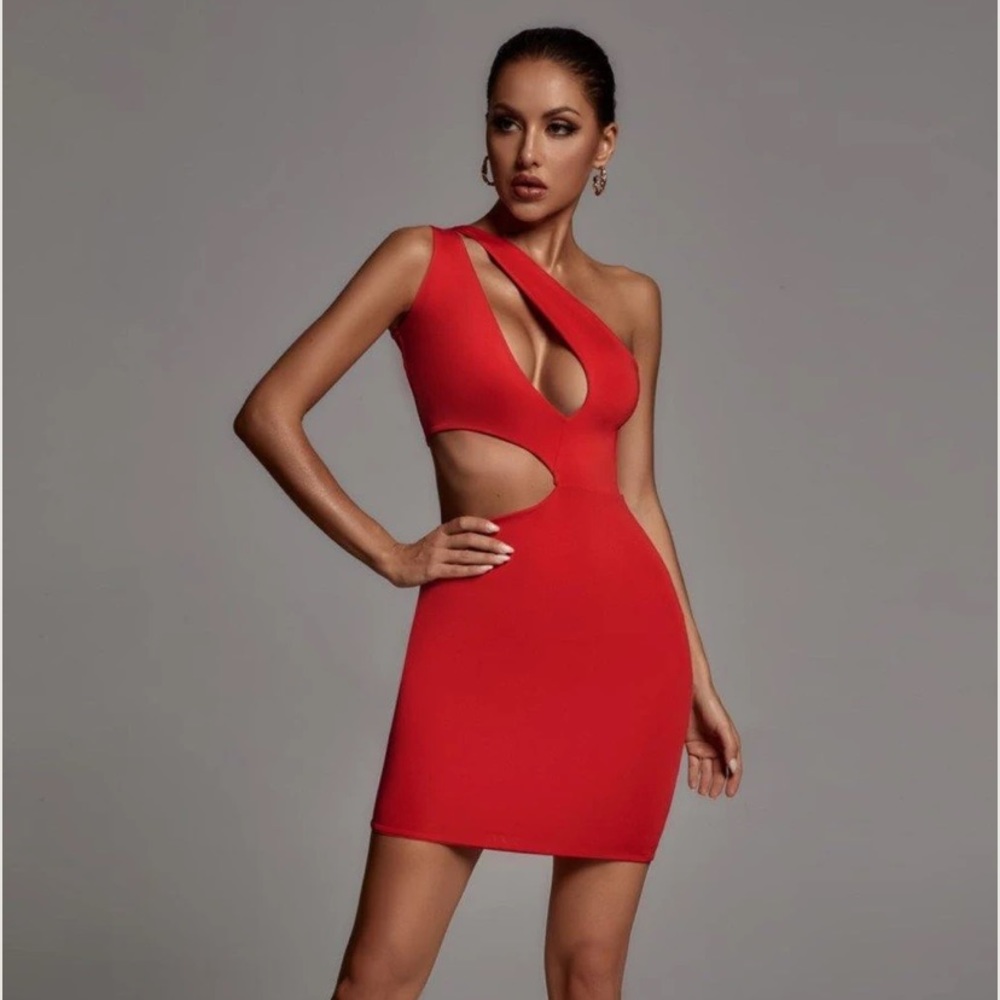 Red cutout party dress